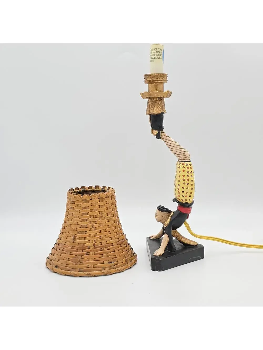 Vintage Asian Acrobat Candlestick Lamp